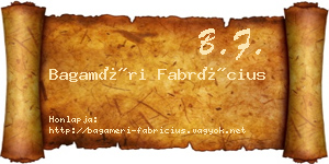 Bagaméri Fabrícius névjegykártya